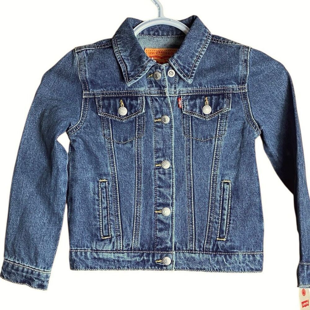 Levi’s Kids Denim Trucker Jacket Size 6 Blue Jean Button Front Classic Style